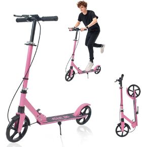 Dual-Brake Shock-Absorbing Kick Scooter, Anti-Skid PU Wheels, 4 Height-Adjustable Positions, Wider Pedals, Suitable for Children Over 6 Years Old, Teenagers & Adults in Saudi Arabia