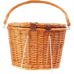 BESPORTLE WIRCER BACYCLE BACKER مع غطاء ، سلة دراجة طبيعية مصنوعة يدويًا مع حزام كتف قابل للإزالة لتخزين التسوق ، 12.87 * 9.36 بوصة in Kuwait