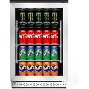 20 Inch Built in Beverage Fridge with Glass Door, Beverage Refrigerator Cooler 120 Can,UnderCounter Fridges or Freestanding,Quiet ≤39 dBs,Blue LED Light Cooler for Bar, Home, Office in Saudi Arabia