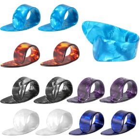 Light Guitar Picks 12Pcs Thumb Picks Medium Finger Picks Flat Thumbpicks Celluloid Pick Holders Plectrum Color Mixing For Acoustic Guitar Banjo Ukulele Harp Bass Fingerstyle Accessories in Kuwait