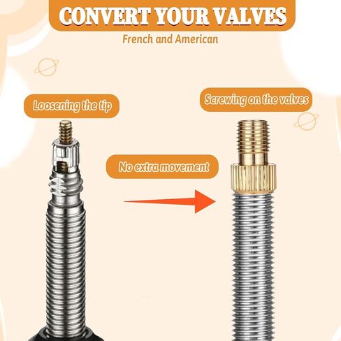 4 PCS Brass Presta Valve Adapter و 4 PCS Bike Tyre Caps Presta to Schrader Valve Adapter ، وتحويل Presta إلى محول Schrader لتضخيم الإطارات باستخدام مضخة قياسية أو ملحقات دراجة ضاغط الهواء in Saudi Arabia