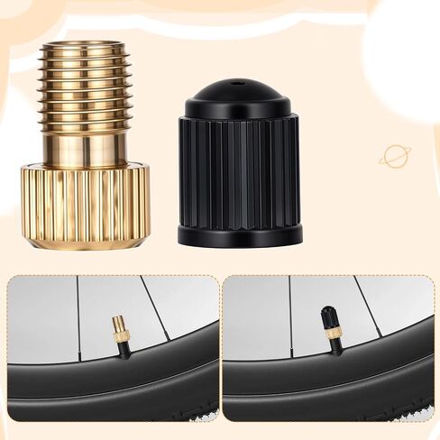 4 PCS Brass Presta Valve Adapter و 4 PCS Bike Tyre Caps Presta to Schrader Valve Adapter ، وتحويل Presta إلى محول Schrader لتضخيم الإطارات باستخدام مضخة قياسية أو ملحقات دراجة ضاغط الهواء in Saudi Arabia