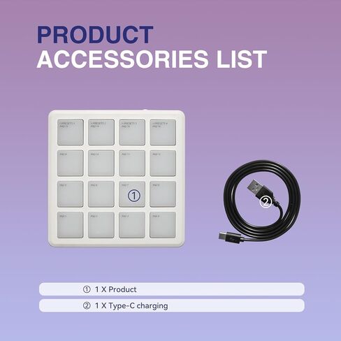 لوحة تحكم MIDI لوحة أسطوانة لاسلكية بلوتوث MIDI لوحة مفاتيح 16 سترعة سرعة وسادة حساسة ، ملاحظة التكرار ، أزرار المستوى الكامل in Kuwait