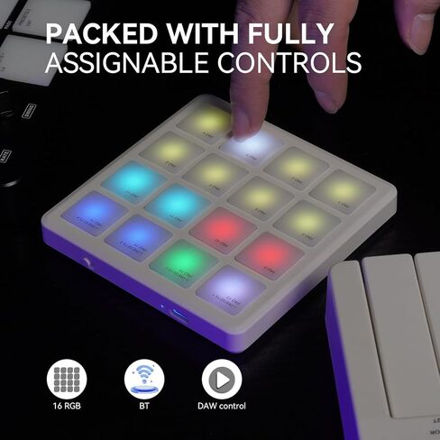 لوحة تحكم MIDI لوحة أسطوانة لاسلكية بلوتوث MIDI لوحة مفاتيح 16 سترعة سرعة وسادة حساسة ، ملاحظة التكرار ، أزرار المستوى الكامل in Kuwait