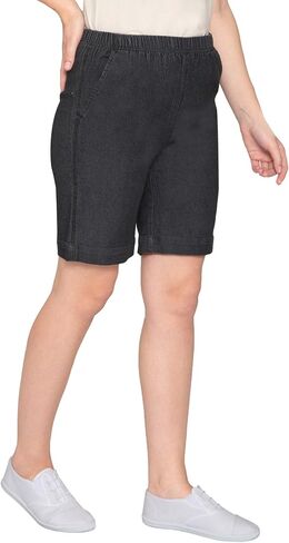 Turtle Bay New York Women's Pull On Denim & Twill Shorts with stretch waist - No zipper or buttons in Kuwait