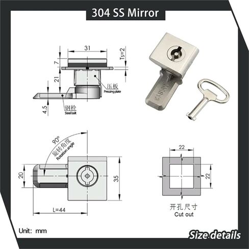 S-Shaped Core Lock Tongue Square 304 Stainless Steel Distribution Box Cabinet 1Pcs in Kuwait