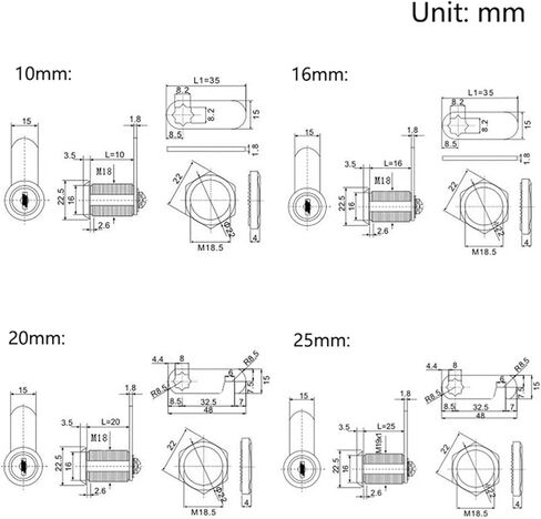 10-30mm Cam Lock Filing Cabinet Post Mailbox Drawer Cupboard Locker 2 for Key 1Pcs(10mm) in Kuwait