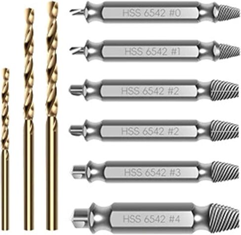 9Pcs Damaged Screw Extractor Set, Hardness is 63-65H HSS 6542 Screw Grab Screw Removal Tool in Saudi Arabia