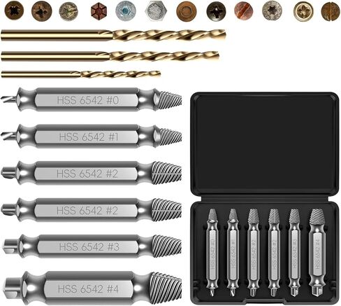 9Pcs Damaged Screw Extractor Set, Hardness is 63-65H HSS 6542 Screw Grab Screw Removal Tool in Saudi Arabia