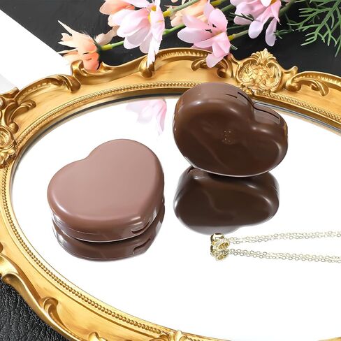 2 Pcs Contact Lens Case, Heart Shape Brown Eye Contacts Travel Case Holder Storage Box Portable Contact Lenses Tweezers Remover Tool Solution Bottle Kit for Daily Outdoor Traveling Home in Saudi Arabia