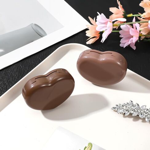 2 Pcs Contact Lens Case, Heart Shape Brown Eye Contacts Travel Case Holder Storage Box Portable Contact Lenses Tweezers Remover Tool Solution Bottle Kit for Daily Outdoor Traveling Home in Saudi Arabia