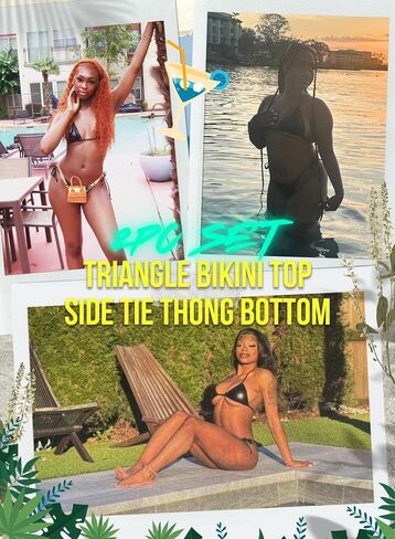 Ella Lust Metallic Bikini for Women - Silver Bathing Suit High Waisted Tie Side Thong Bottom Triangle Top Shiny Swimsuit in Kuwait
