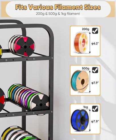 5-Tier 3D Printer Filament Storage Rack with Wheels, Rolling Spool Holder Stand Cart, Holds up to 60×1kg Spools, Heavy Duty Metal Filaments Organizer Shelf for Printing Studio Office Workshop in Saudi Arabia