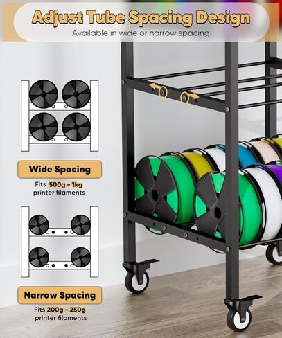 5-Tier 3D Printer Filament Storage Rack with Wheels, Rolling Spool Holder Stand Cart, Holds up to 60×1kg Spools, Heavy Duty Metal Filaments Organizer Shelf for Printing Studio Office Workshop in Saudi Arabia