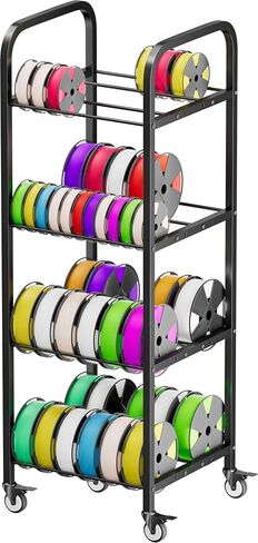 5-Tier 3D Printer Filament Storage Rack with Wheels, Rolling Spool Holder Stand Cart, Holds up to 60×1kg Spools, Heavy Duty Metal Filaments Organizer Shelf for Printing Studio Office Workshop in Saudi Arabia