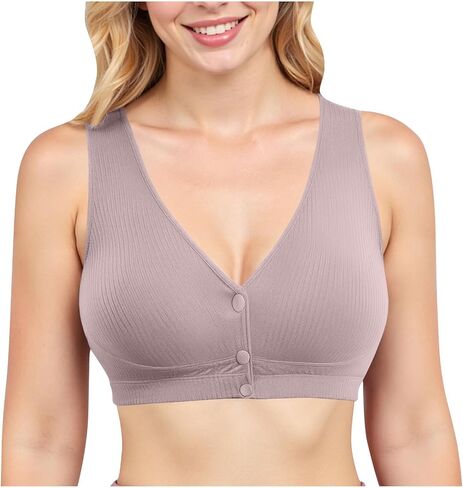 Womens Front Closure Plus Size Bra Cotton Wirefree Unpadded Full Coverage Bras Comfy Everyday Solid Sleep Bralette in Saudi Arabia