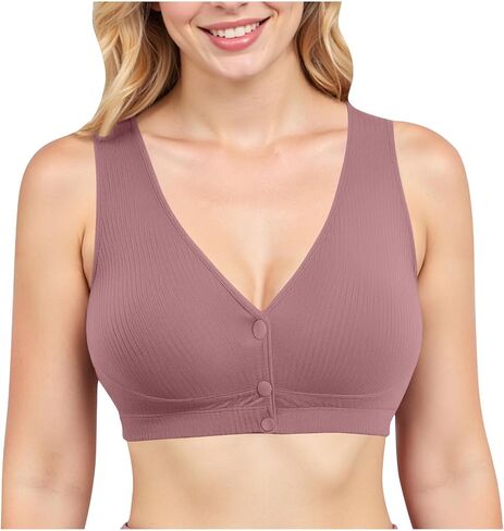 Womens Front Closure Plus Size Bra Cotton Wirefree Unpadded Full Coverage Bras Comfy Everyday Solid Sleep Bralette in Saudi Arabia