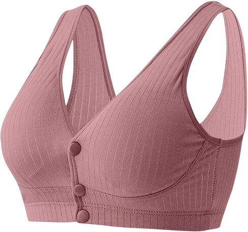 Womens Front Closure Plus Size Bra Cotton Wirefree Unpadded Full Coverage Bras Comfy Everyday Solid Sleep Bralette in Saudi Arabia