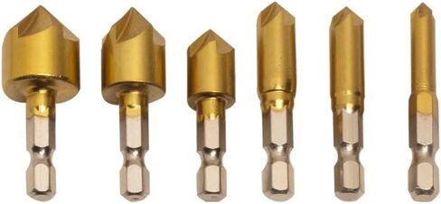6pcs Countersink Drill Bit Set Chamfer 1/4' Hex 5 Flute Counter Sink Mill Cutter for Wood Soft Metal Rubber Plastic Woodworking ﻿ in Saudi Arabia