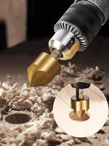 6pcs Countersink Drill Bit Set Chamfer 1/4' Hex 5 Flute Counter Sink Mill Cutter for Wood Soft Metal Rubber Plastic Woodworking ﻿ in Saudi Arabia