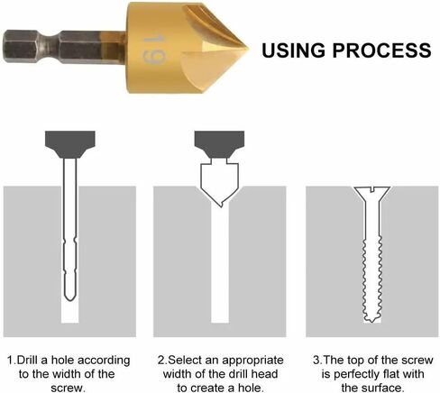 6pcs Countersink Drill Bit Set Chamfer 1/4' Hex 5 Flute Counter Sink Mill Cutter for Wood Soft Metal Rubber Plastic Woodworking ﻿ in Saudi Arabia