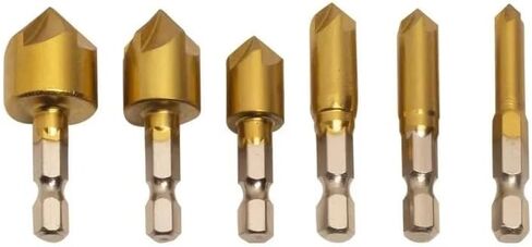 6pcs سداسي سداسي شانك المغطى بالتيتانيوم خمسة قطع الشطور الفلوت 1/4 '' سداسي سداسي شامرف شامرف 12mm16mm19mm أداة اللكم in Saudi Arabia