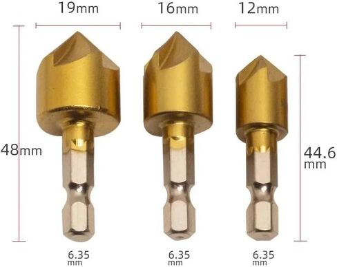 6pcs سداسي سداسي شانك المغطى بالتيتانيوم خمسة قطع الشطور الفلوت 1/4 '' سداسي سداسي شامرف شامرف 12mm16mm19mm أداة اللكم in Saudi Arabia