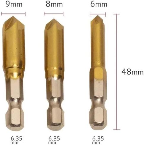 6pcs سداسي سداسي شانك المغطى بالتيتانيوم خمسة قطع الشطور الفلوت 1/4 '' سداسي سداسي شامرف شامرف 12mm16mm19mm أداة اللكم in Saudi Arabia