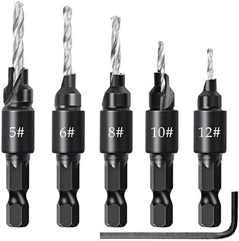 5PCS Woodworking Countersunk Head Drill and Chamfering One Piece Hexagonal Handle Countersunk Fried Dough Twist Drill in Saudi Arabia