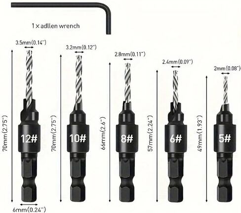 5PCS Woodworking Countersunk Head Drill and Chamfering One Piece Hexagonal Handle Countersunk Fried Dough Twist Drill in Saudi Arabia