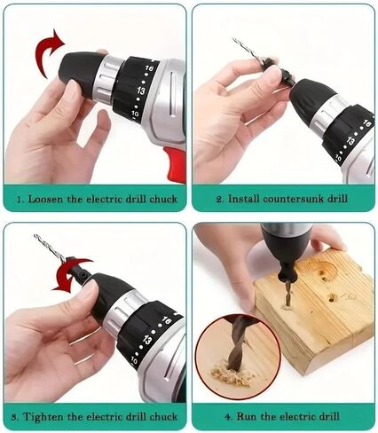 5PCS Woodworking Countersunk Head Drill and Chamfering One Piece Hexagonal Handle Countersunk Fried Dough Twist Drill in Saudi Arabia
