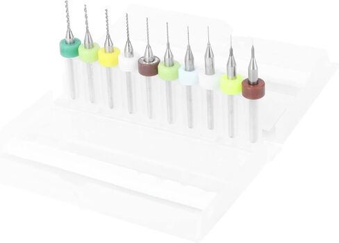 10-Piece PCB Drill Bits Set Tungsten Carbide Micro Engraving Bits for CNC Rotary Tools Drilling from 0.1mm to 1.0mm for Circuit Board and Electronics Random Color in Saudi Arabia