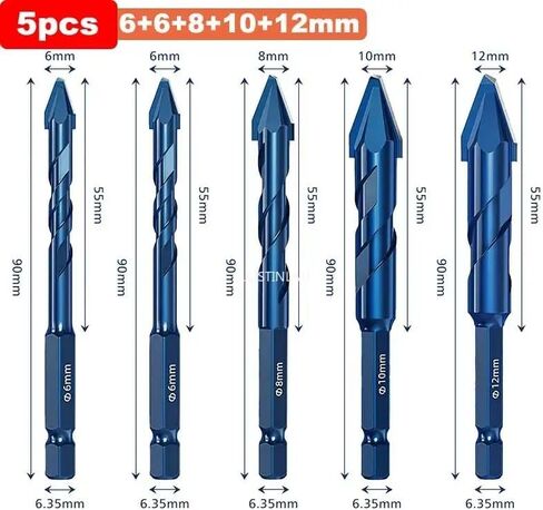 5pcs High Hardness Eccentric Drill Precision Drilling 6/6/8/10/12mm Glass Tile Ceramic Punching Rock Slab Triangle Drill bit in Saudi Arabia