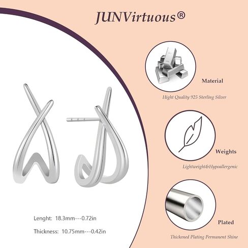 JUNVirtuous Gold Earrings for Women Trendy, 14K Plated Gold Stud for Women Dainty Minimalist Earrings Lightweight Simple Unique Cute Stud Hypoallergenic Jewelry in Saudi Arabia