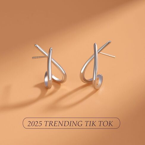 JUNVirtuous Gold Earrings for Women Trendy, 14K Plated Gold Stud for Women Dainty Minimalist Earrings Lightweight Simple Unique Cute Stud Hypoallergenic Jewelry in Saudi Arabia