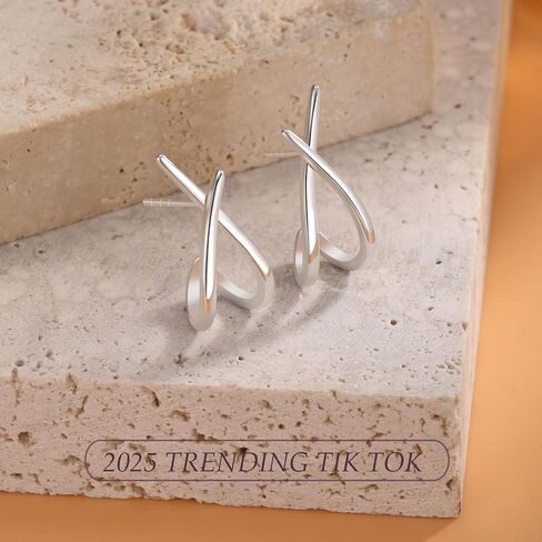 JUNVirtuous Gold Earrings for Women Trendy, 14K Plated Gold Stud for Women Dainty Minimalist Earrings Lightweight Simple Unique Cute Stud Hypoallergenic Jewelry in Saudi Arabia