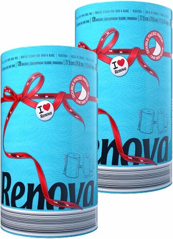 Renova Paper Towel Jumbo Roll Set - 2 Rolls, 2 Ply, 120 Highly Absorbent Sheets - Elevate Your Image with Professional Style and Uniqueness (Black) in Saudi Arabia
