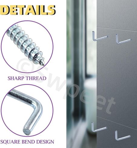 SWPEET 125pcs 7 أحجام زرقاء أبيض أبيض برغي في السنانير المربع المربع ، خطافين ، والسنانير ذات الانحناء المربع ل. in Kuwait