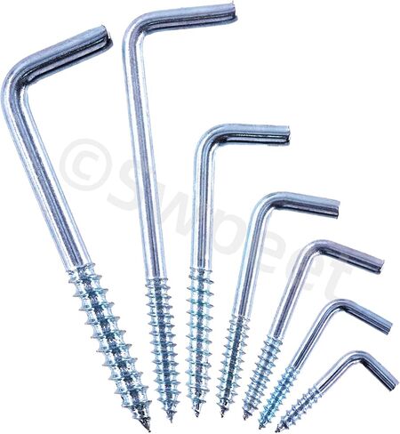 SWPEET 125pcs 7 أحجام زرقاء أبيض أبيض برغي في السنانير المربع المربع ، خطافين ، والسنانير ذات الانحناء المربع ل. in Kuwait