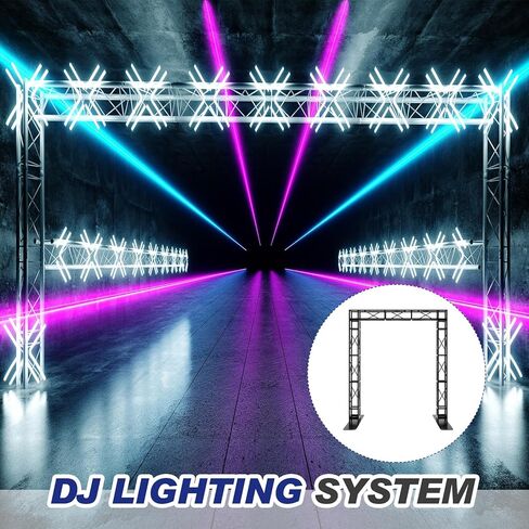 Black Square Aluminum Arch Truss Kit 6.6 x 7.6 ft Dj Lighting Truss Mobile Portable Stage Truss System 3 Pcs 8" x 8" Box Truss with 2 Iron Base Simple Bolt Connections Indoor Outdoor Use in Saudi Arabia