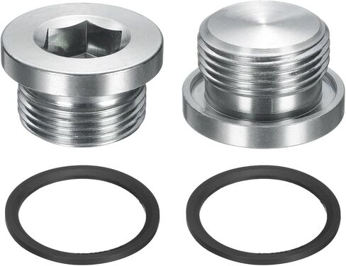 uxcell 2Pcs M30x1.5 Inner Hex Head Pipe Fitting Plug, Universal Carbon Steel Thread Socket Plug with Black O-Ring for Terminate Pipe Ends or Replacement Drains in Saudi Arabia