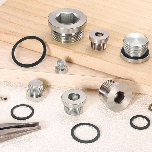 uxcell 2Pcs M30x1.5 Inner Hex Head Pipe Fitting Plug, Universal Carbon Steel Thread Socket Plug with Black O-Ring for Terminate Pipe Ends or Replacement Drains in Saudi Arabia