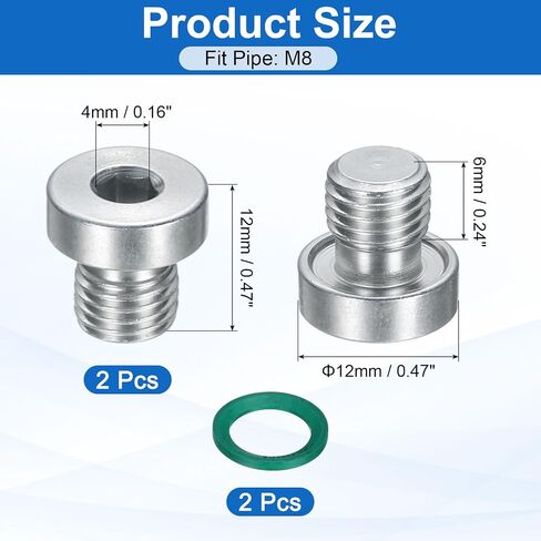 UXCELL 2PCS M20X1.5 قابس تركيب أنابيب رأس hex الداخلية ، أو قابس مقبس خيوط الصلب الكربوني العالمي مع حلقة O الأخضر لإنهاء الأنابيب أو مصارف الاستبدال in Saudi Arabia