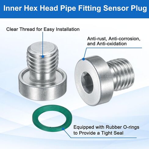 UXCELL 2PCS M20X1.5 قابس تركيب أنابيب رأس hex الداخلية ، أو قابس مقبس خيوط الصلب الكربوني العالمي مع حلقة O الأخضر لإنهاء الأنابيب أو مصارف الاستبدال in Saudi Arabia