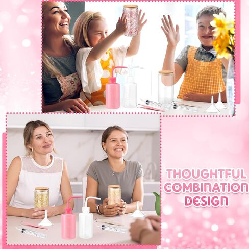 8 PCS Snow Globe Supplies for Glitter ، Snow Globe DIY Kit - بلاستيك ضغط زجاجة بلاستيك ملاقط محقنة من أجل مصنوعة كوب مصنعة الحرف (الوردي) in Saudi Arabia