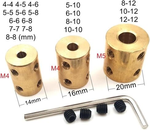 3pcs نقي النحاس النحاس الأسطوانية اقتران اقتران صلابة موصل نقل محرك اقتران التوصيل (من 12 ملم إلى 12 ملم) in Kuwait