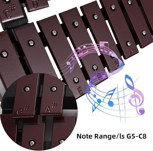 30 ملاحظة Glockenspiel قابلة للطي إطار خشبي الخشبية القابلة للطي 5 ملم سماكة قضبان الألومنيوم الإيقاع الموسيقية مع حقيبة تحمل 2 مطرقة للطلاب المبتدئين in Kuwait