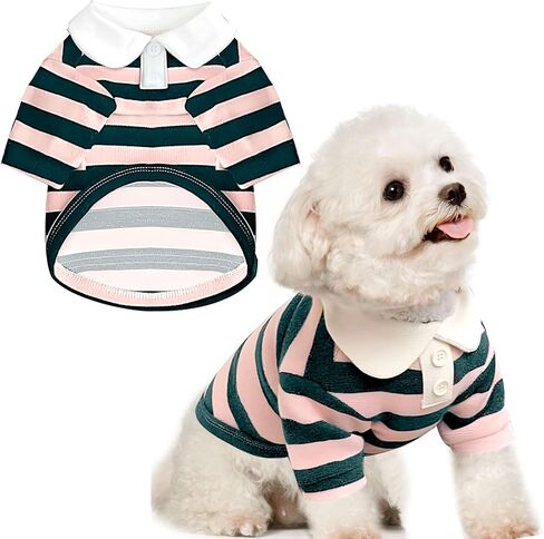 baejmjk لطيف الكلب قميص بوي فتاة الكلب الملابس مخططة t-shirt t-shirt للكلاب الصغيرة المتوسطة القطط ناعم التنفس جرو جرو (الأزرق البحرية ، x-small) in Kuwait