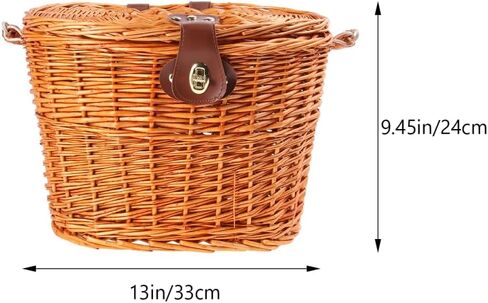 BESPORTLE WIRCER BACYCLE BACKER مع غطاء ، سلة دراجة طبيعية مصنوعة يدويًا مع حزام كتف قابل للإزالة لتخزين التسوق ، 12.87 * 9.36 بوصة in Kuwait