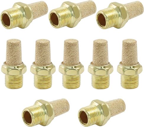 10 PCS النحاس النحاسي المصفوفات الهوائية ، 1/8 "(DN6) تجهيزات كاتم الصوت الخيط الذكور ، البرونز المتلاعب المتين لتقليل الضوضاء في الأنظمة والأدوات الهوائية in Saudi Arabia